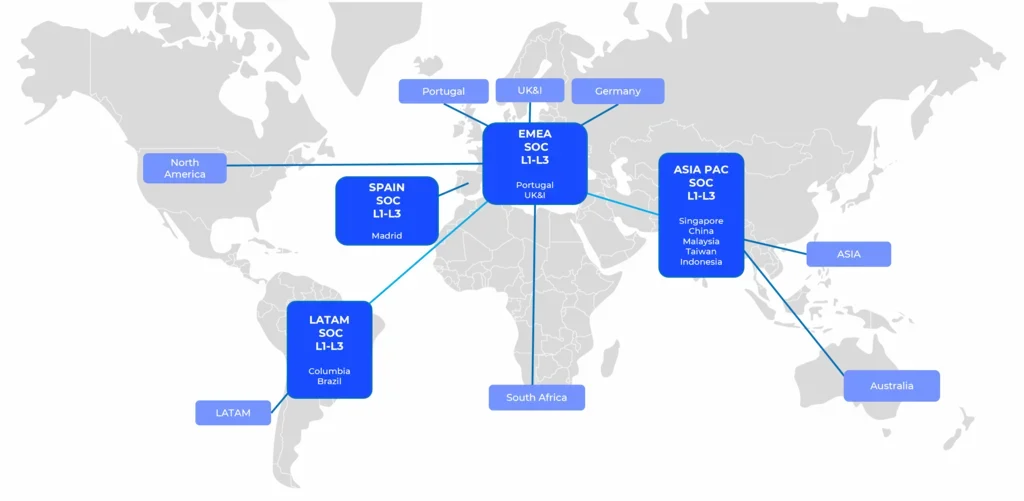 map showing Logicalis global delivery