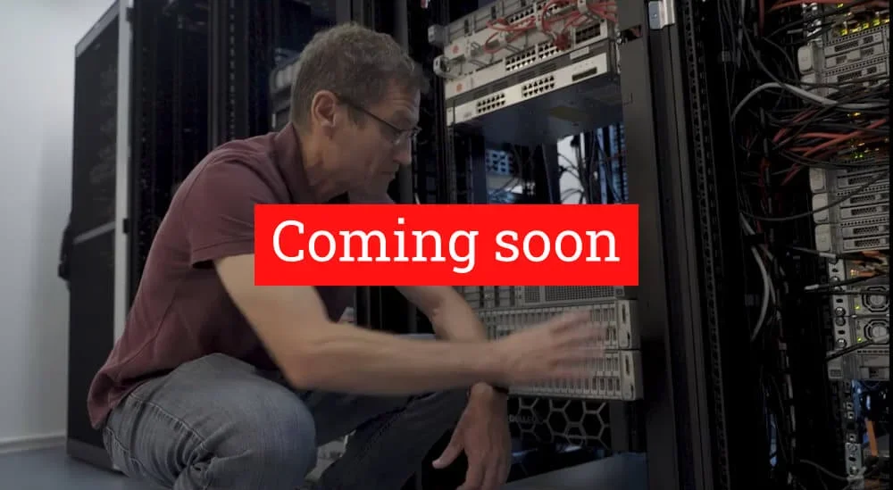 man looking at server